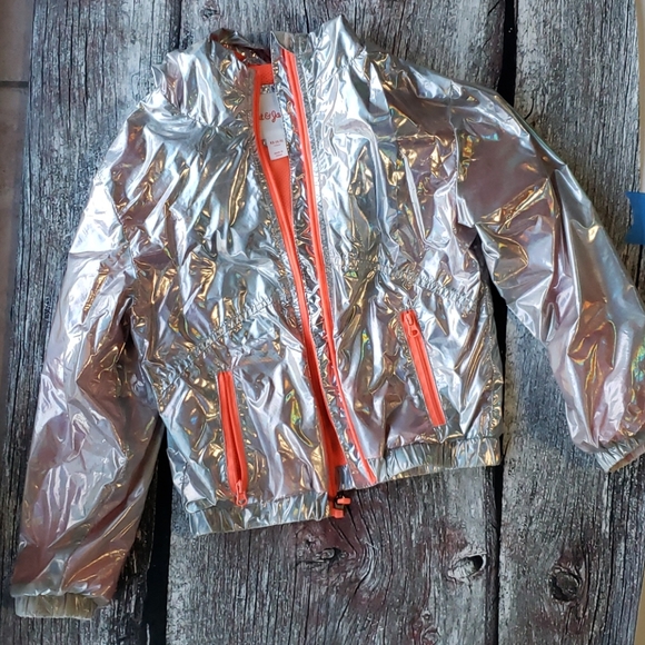 Cat & Jack Silver Iridescent Zip jacket sz XS 4/5 - Picture 2 of 9